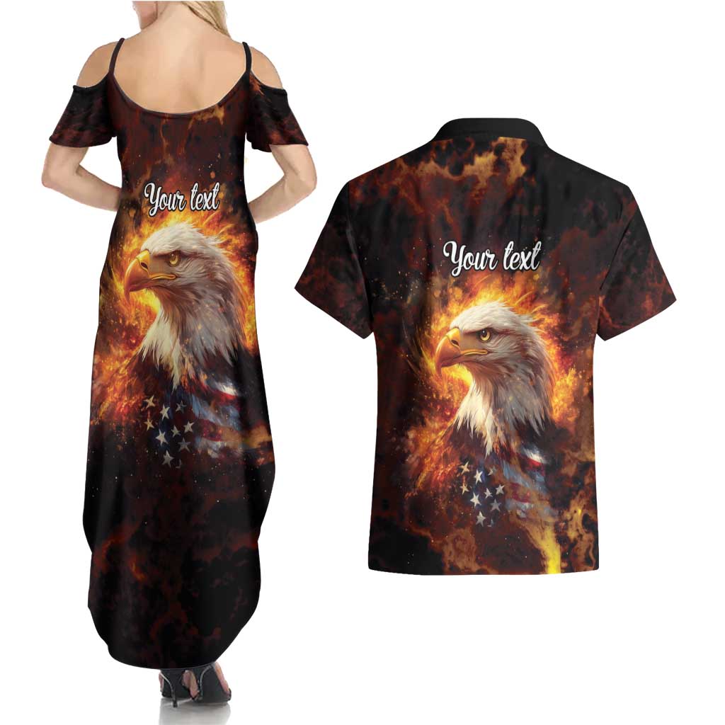 We The People Since 1776 Couples Matching Summer Maxi Dress and Hawaiian Shirt USA Flag Flame Eagle - Wonder Print Shop