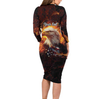 We The People Since 1776 Family Matching Long Sleeve Bodycon Dress and Hawaiian Shirt USA Flag Flame Eagle - Wonder Print Shop