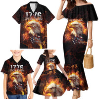 We The People Since 1776 Family Matching Mermaid Dress and Hawaiian Shirt USA Flag Flame Eagle - Wonder Print Shop