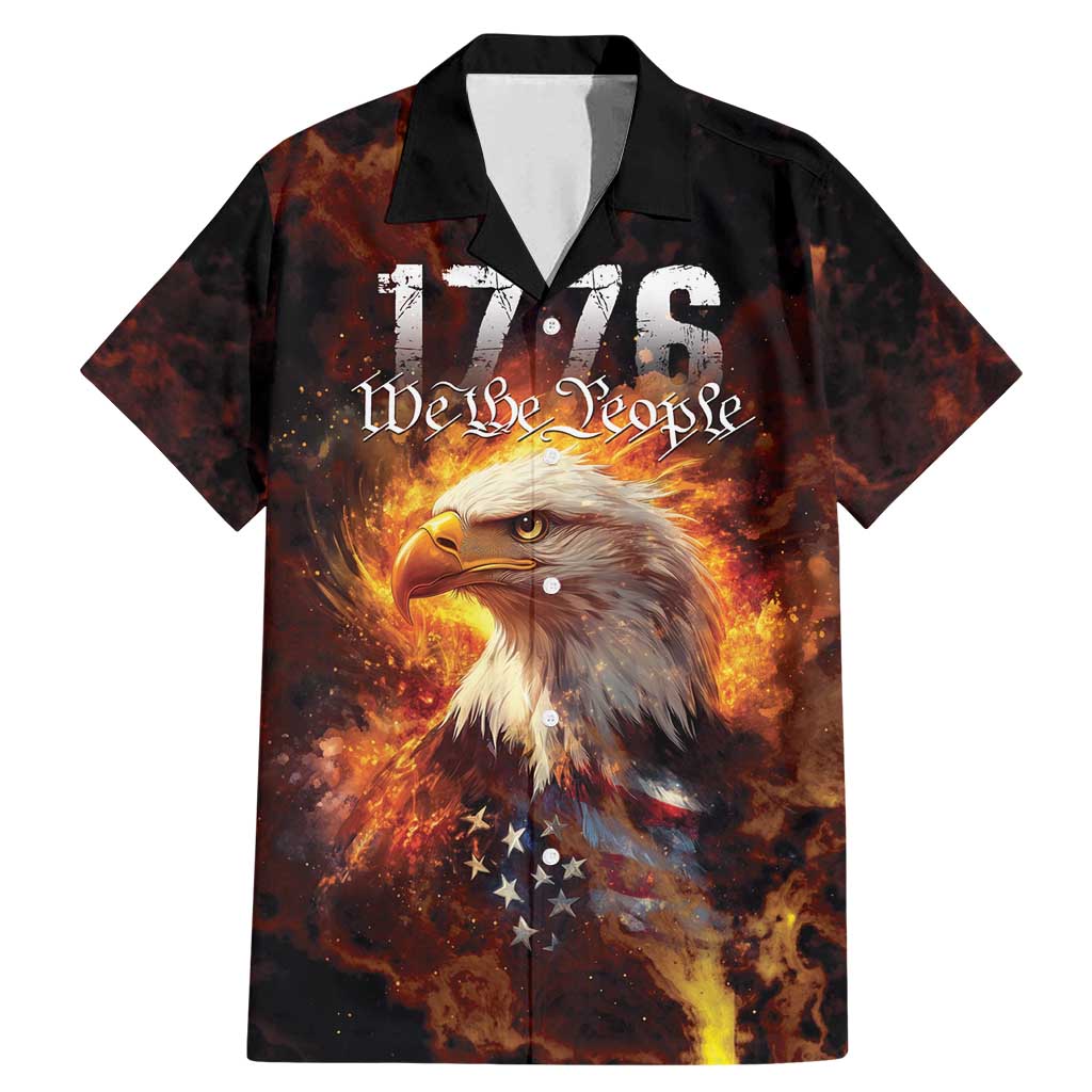 We The People Since 1776 Family Matching Mermaid Dress and Hawaiian Shirt USA Flag Flame Eagle - Wonder Print Shop
