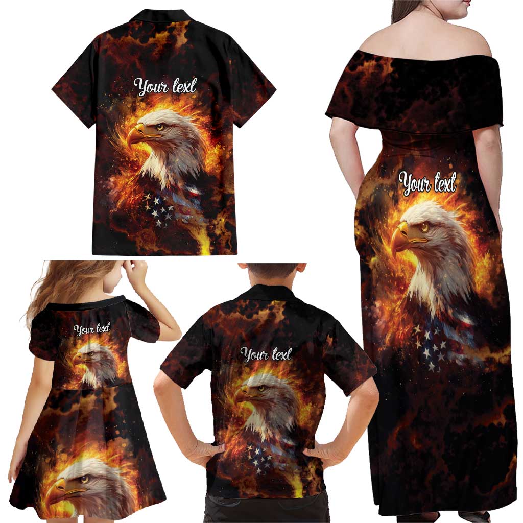 We The People Since 1776 Family Matching Off Shoulder Maxi Dress and Hawaiian Shirt USA Flag Flame Eagle - Wonder Print Shop