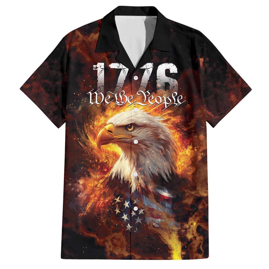 We The People Since 1776 Family Matching Off Shoulder Maxi Dress and Hawaiian Shirt USA Flag Flame Eagle - Wonder Print Shop