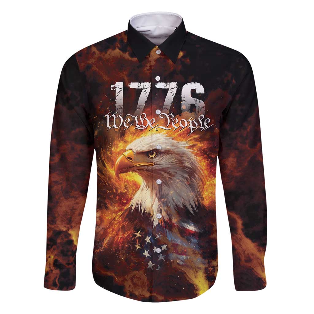 We The People Since 1776 Family Matching Off Shoulder Maxi Dress and Hawaiian Shirt USA Flag Flame Eagle - Wonder Print Shop