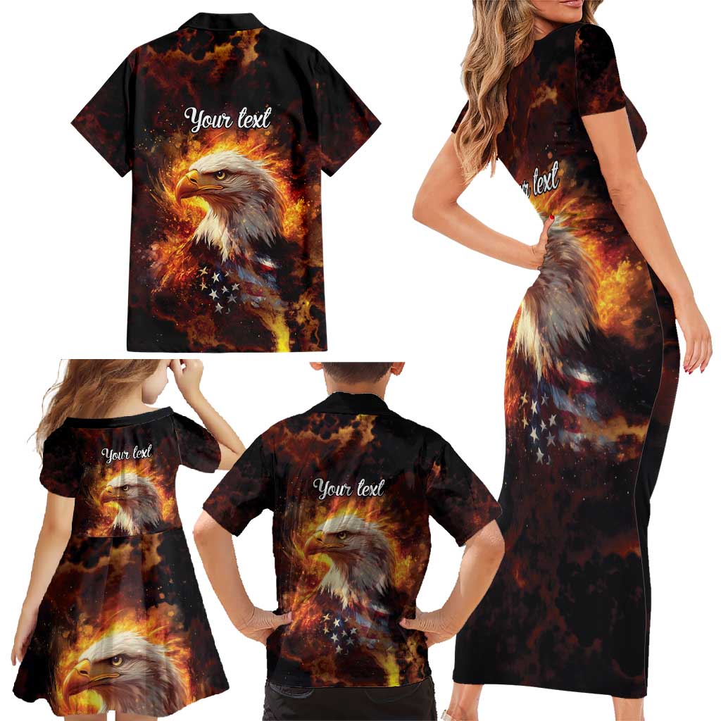 We The People Since 1776 Family Matching Short Sleeve Bodycon Dress and Hawaiian Shirt USA Flag Flame Eagle - Wonder Print Shop