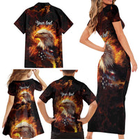 We The People Since 1776 Family Matching Short Sleeve Bodycon Dress and Hawaiian Shirt USA Flag Flame Eagle - Wonder Print Shop