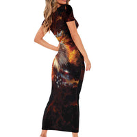 We The People Since 1776 Family Matching Short Sleeve Bodycon Dress and Hawaiian Shirt USA Flag Flame Eagle - Wonder Print Shop