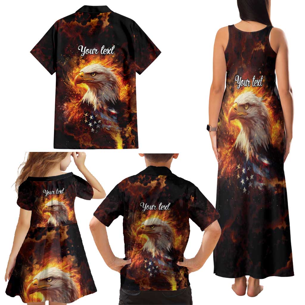 We The People Since 1776 Family Matching Tank Maxi Dress and Hawaiian Shirt USA Flag Flame Eagle - Wonder Print Shop