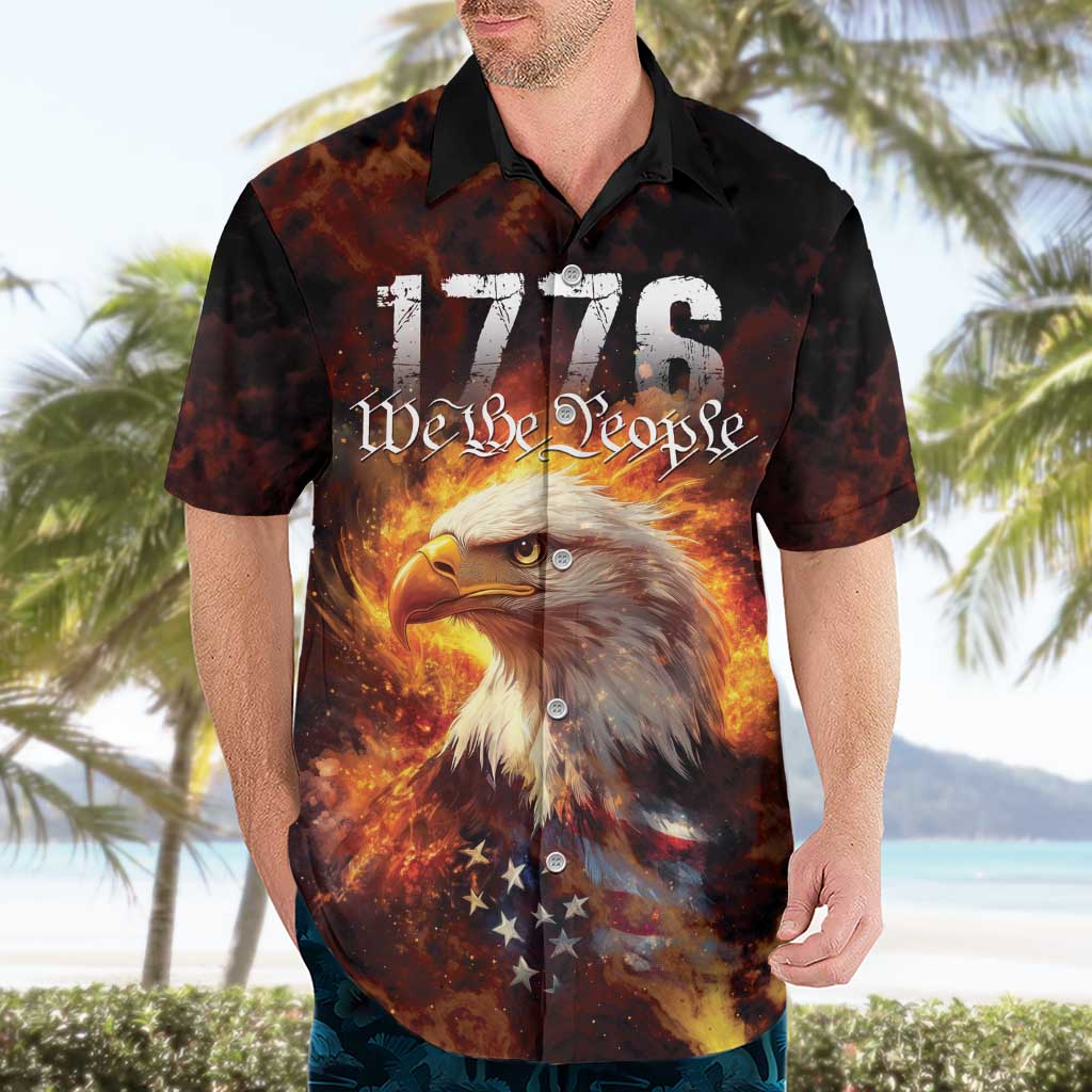 We The People Since 1776 Hawaiian Shirt USA Flag Flame Eagle - Wonder Print Shop
