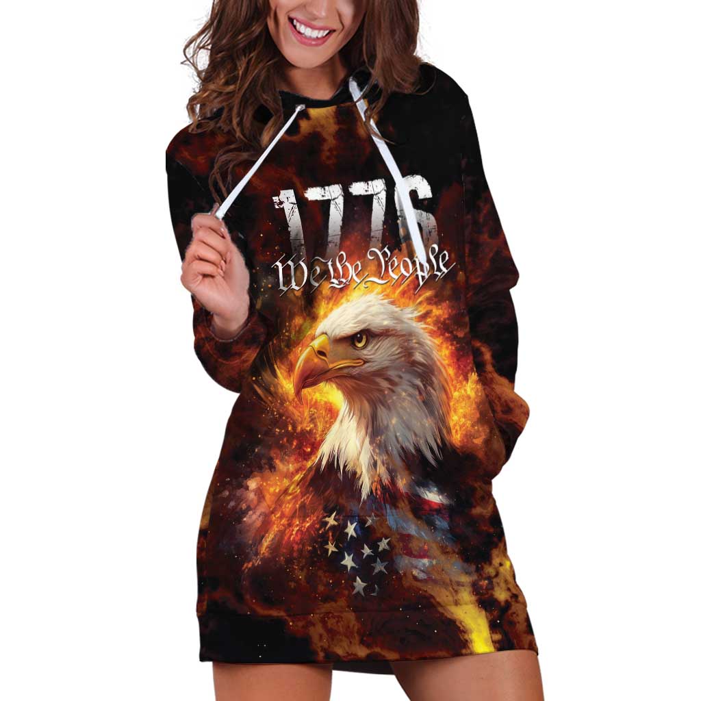 We The People Since 1776 Hoodie Dress USA Flag Flame Eagle - Wonder Print Shop