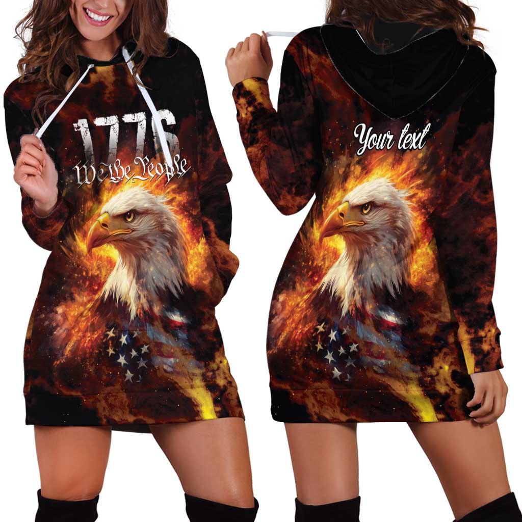 We The People Since 1776 Hoodie Dress USA Flag Flame Eagle - Wonder Print Shop