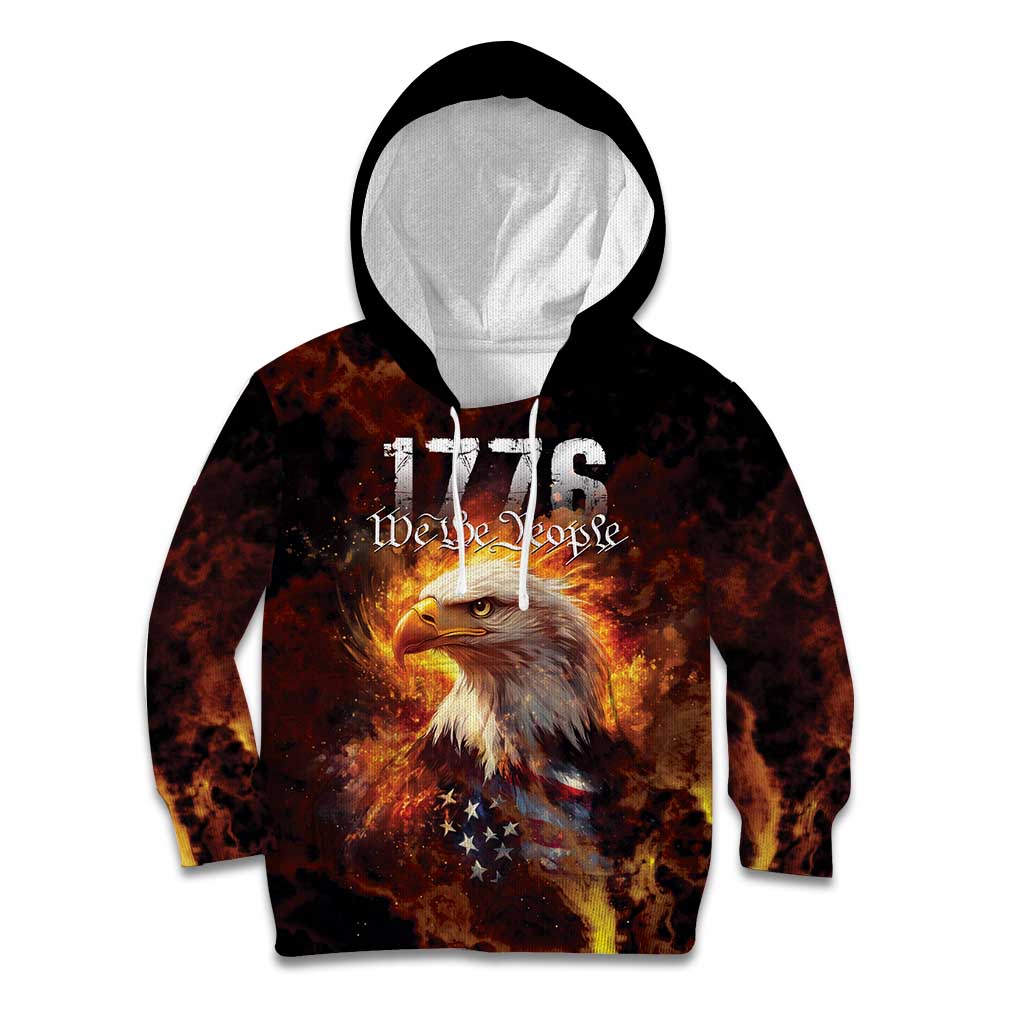 We The People Since 1776 Kid Hoodie USA Flag Flame Eagle - Wonder Print Shop