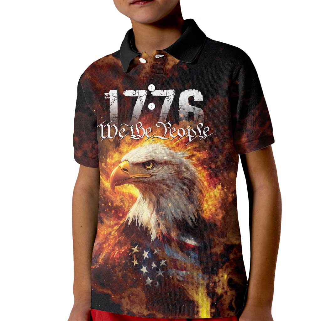 We The People Since 1776 Kid Polo Shirt USA Flag Flame Eagle - Wonder Print Shop