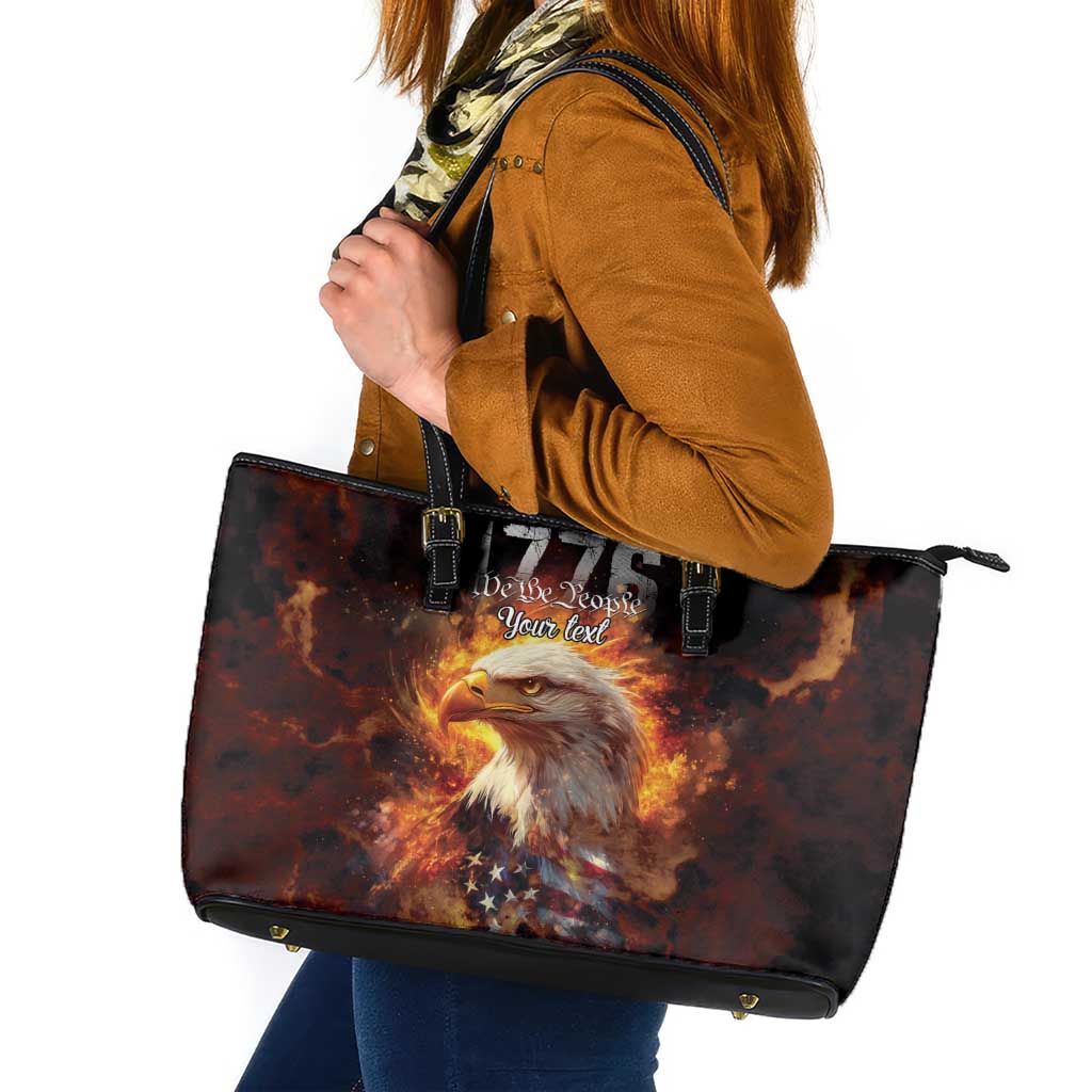 We The People Since 1776 Leather Tote Bag USA Flag Flame Eagle - Wonder Print Shop