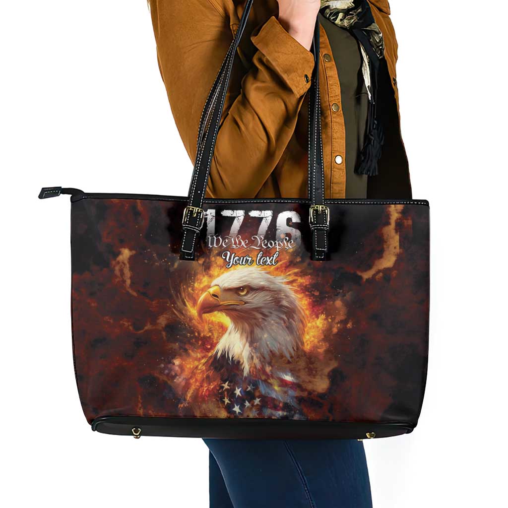 We The People Since 1776 Leather Tote Bag USA Flag Flame Eagle - Wonder Print Shop
