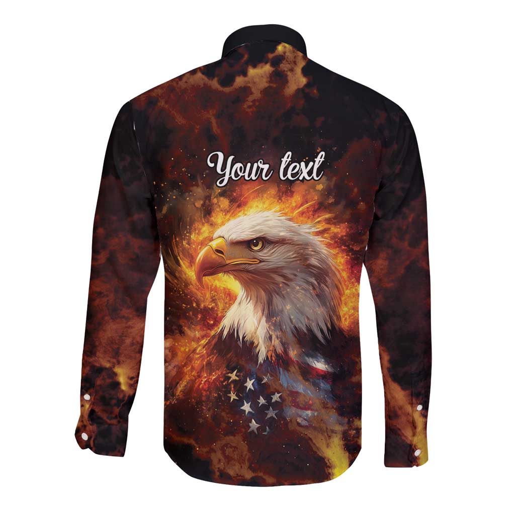 We The People Since 1776 Long Sleeve Button Shirt USA Flag Flame Eagle - Wonder Print Shop
