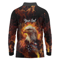 We The People Since 1776 Long Sleeve Polo Shirt USA Flag Flame Eagle - Wonder Print Shop