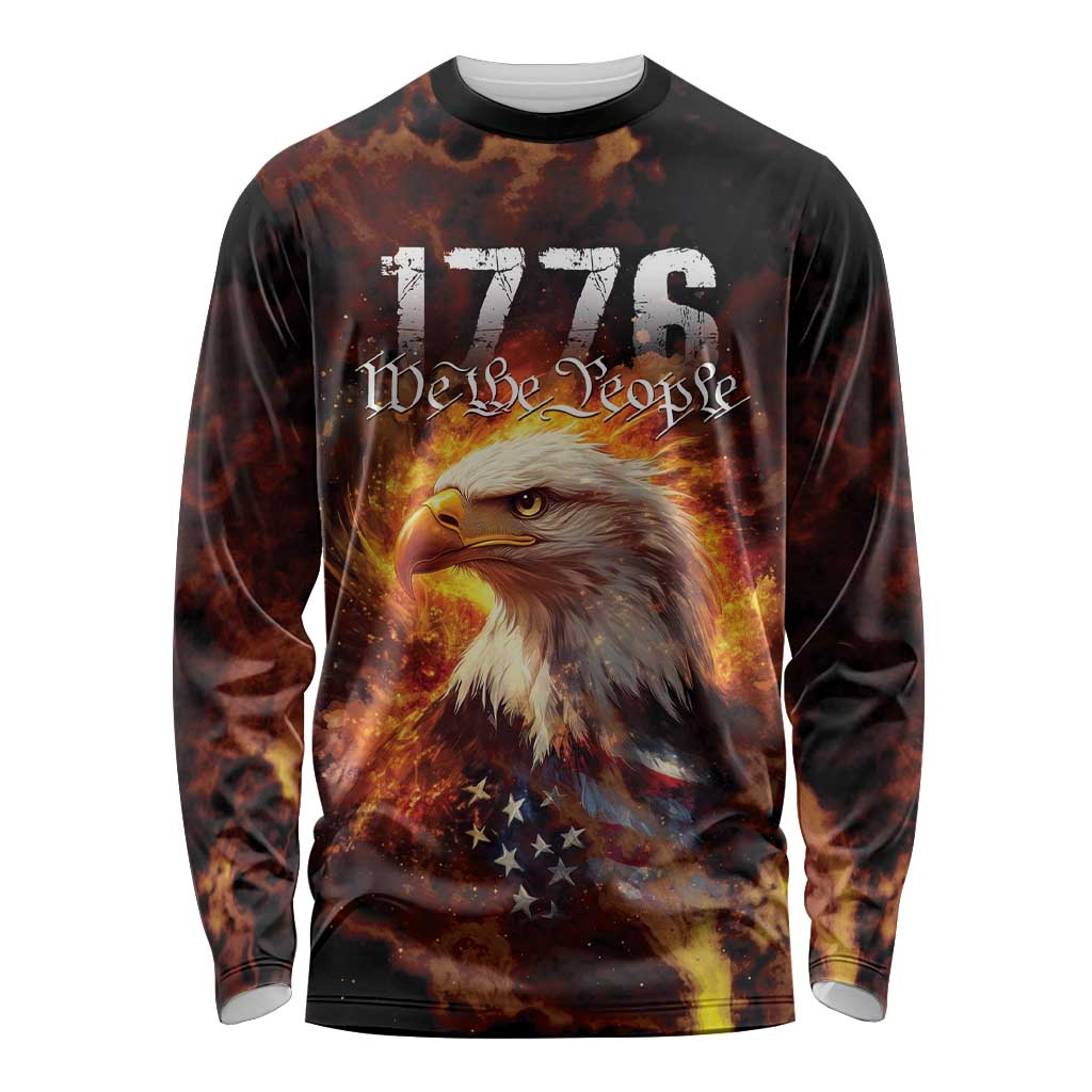 We The People Since 1776 Long Sleeve Shirt USA Flag Flame Eagle - Wonder Print Shop