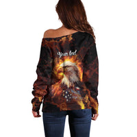 We The People Since 1776 Off Shoulder Sweater USA Flag Flame Eagle - Wonder Print Shop
