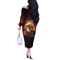 We The People Since 1776 Off The Shoulder Long Sleeve Dress USA Flag Flame Eagle - Wonder Print Shop