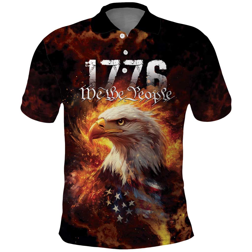 We The People Since 1776 Polo Shirt USA Flag Flame Eagle - Wonder Print Shop