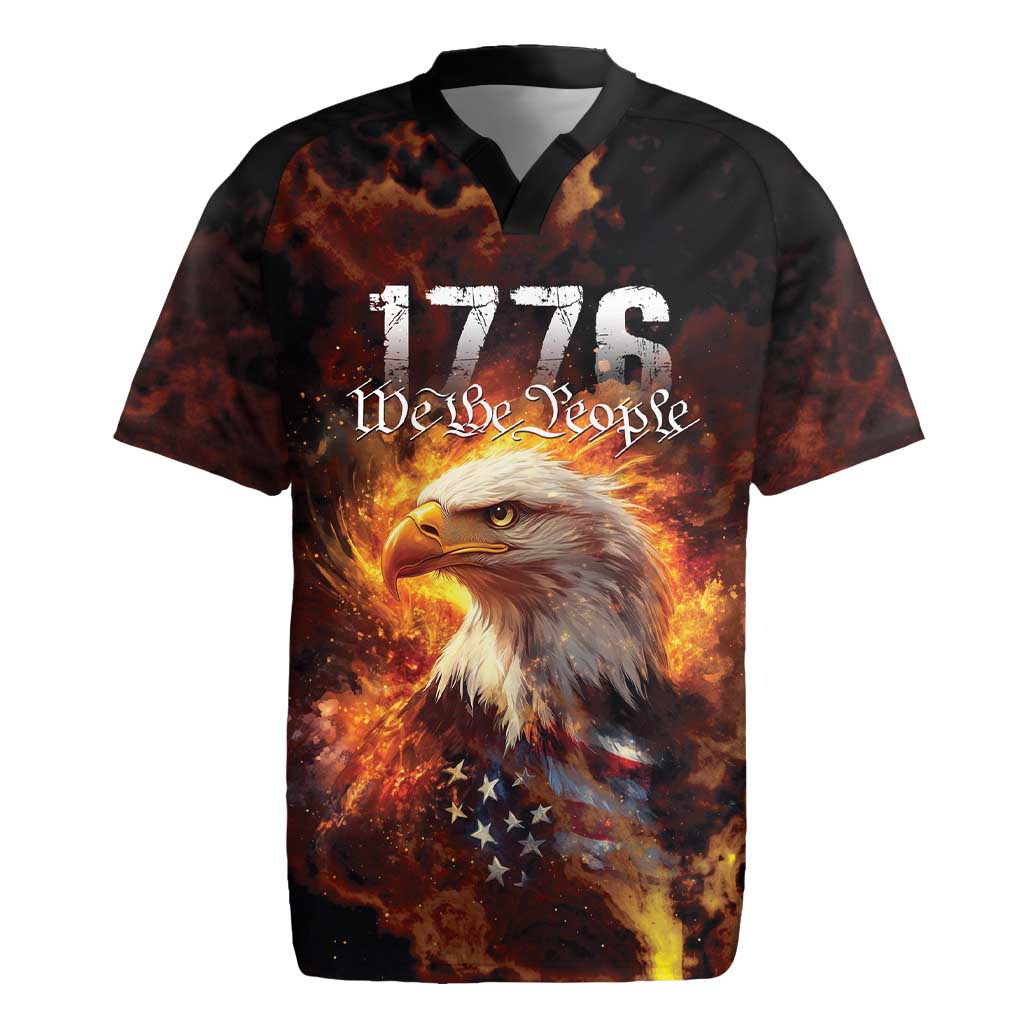 We The People Since 1776 Rugby Jersey USA Flag Flame Eagle - Wonder Print Shop