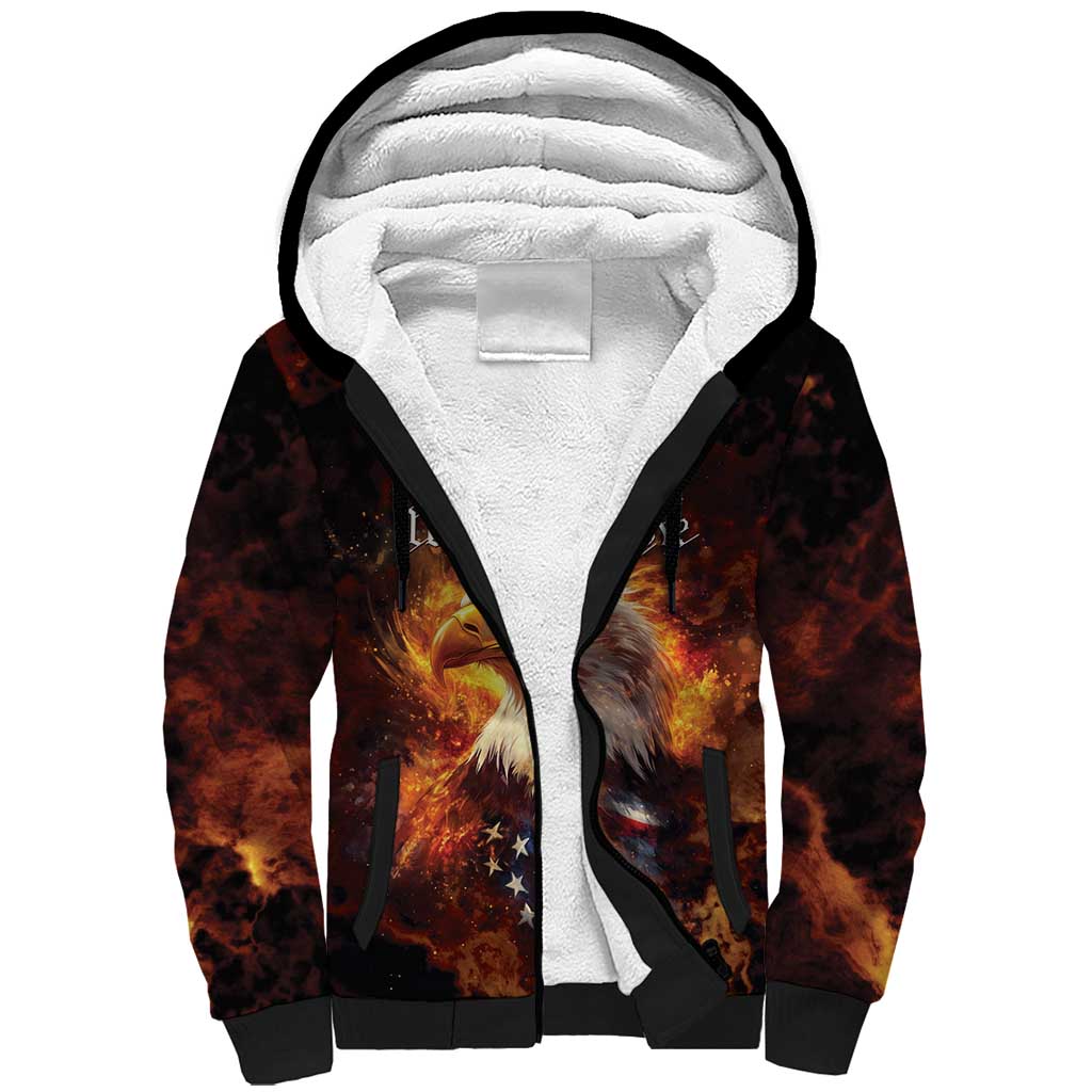 We The People Since 1776 Sherpa Hoodie USA Flag Flame Eagle - Wonder Print Shop