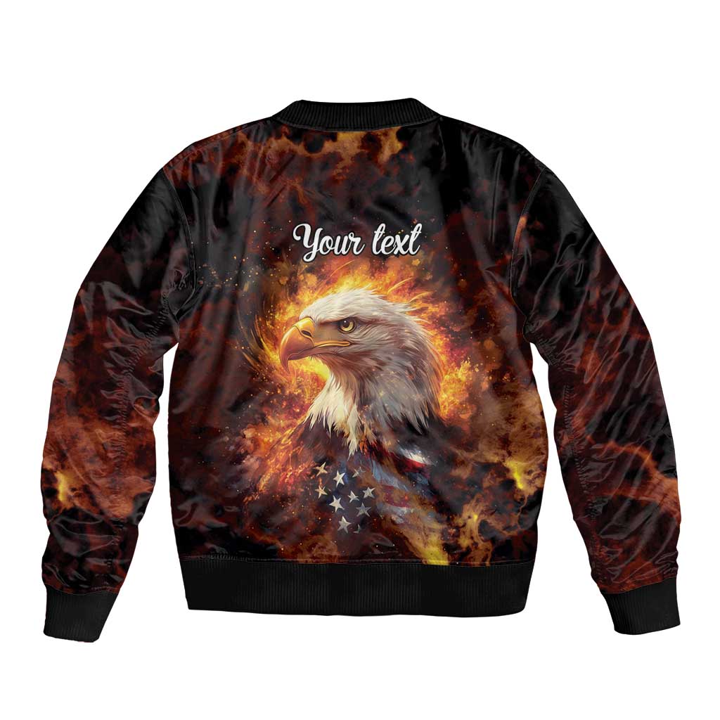 We The People Since 1776 Sleeve Zip Bomber Jacket USA Flag Flame Eagle - Wonder Print Shop