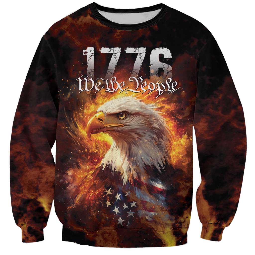 We The People Since 1776 Sweatshirt USA Flag Flame Eagle - Wonder Print Shop