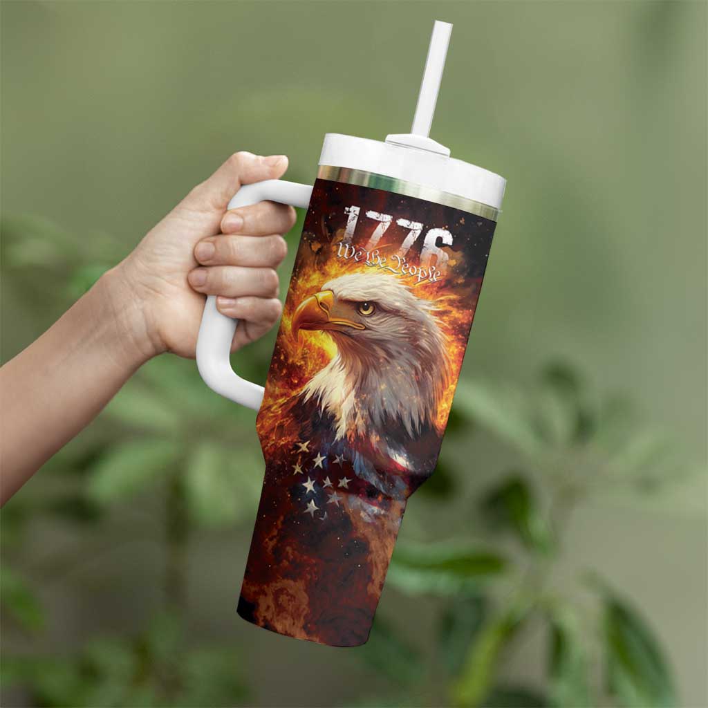 We The People Since 1776 Tumbler With Handle USA Flag Flame Eagle - Wonder Print Shop
