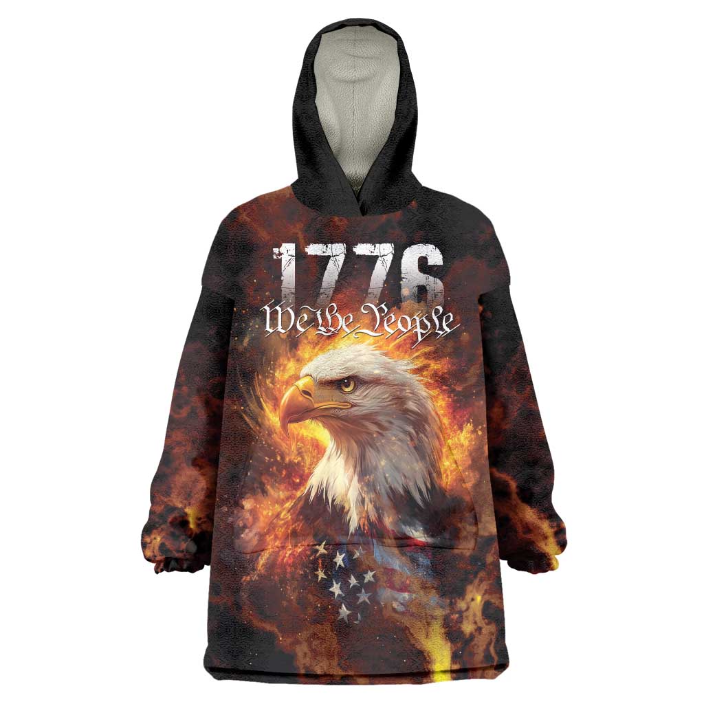We The People Since 1776 Wearable Blanket Hoodie USA Flag Flame Eagle - Wonder Print Shop