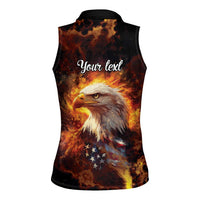 We The People Since 1776 Women Sleeveless Polo Shirt USA Flag Flame Eagle - Wonder Print Shop
