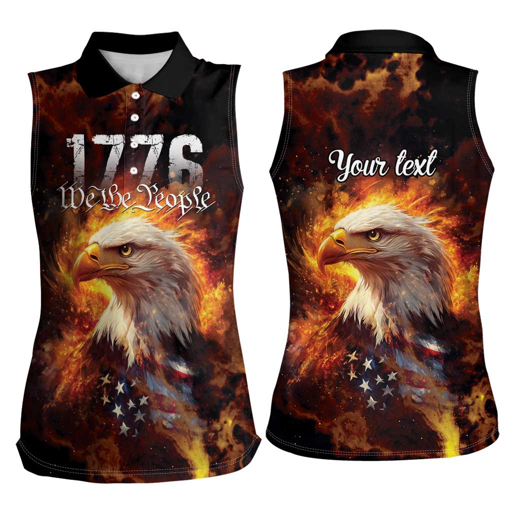 We The People Since 1776 Women Sleeveless Polo Shirt USA Flag Flame Eagle - Wonder Print Shop