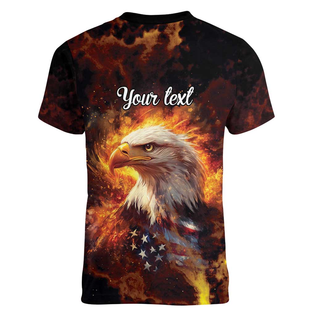 We The People Since 1776 Women V-Neck T-Shirt USA Flag Flame Eagle - Wonder Print Shop