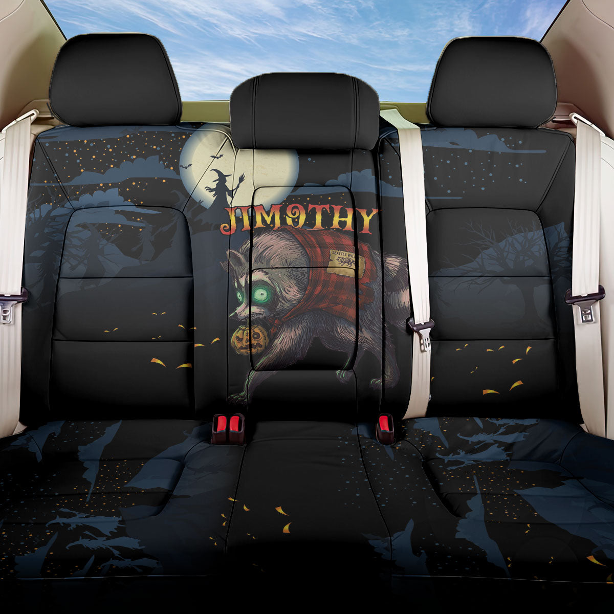 Halloween Raccoon Jimothy Back Car Seat Cover