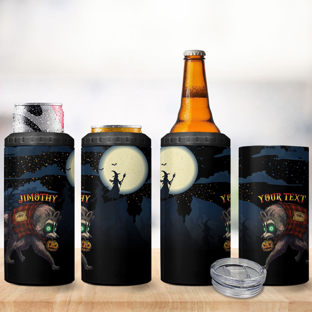 Halloween Raccoon Jimothy Personalized 4 in 1 Can Cooler Tumbler