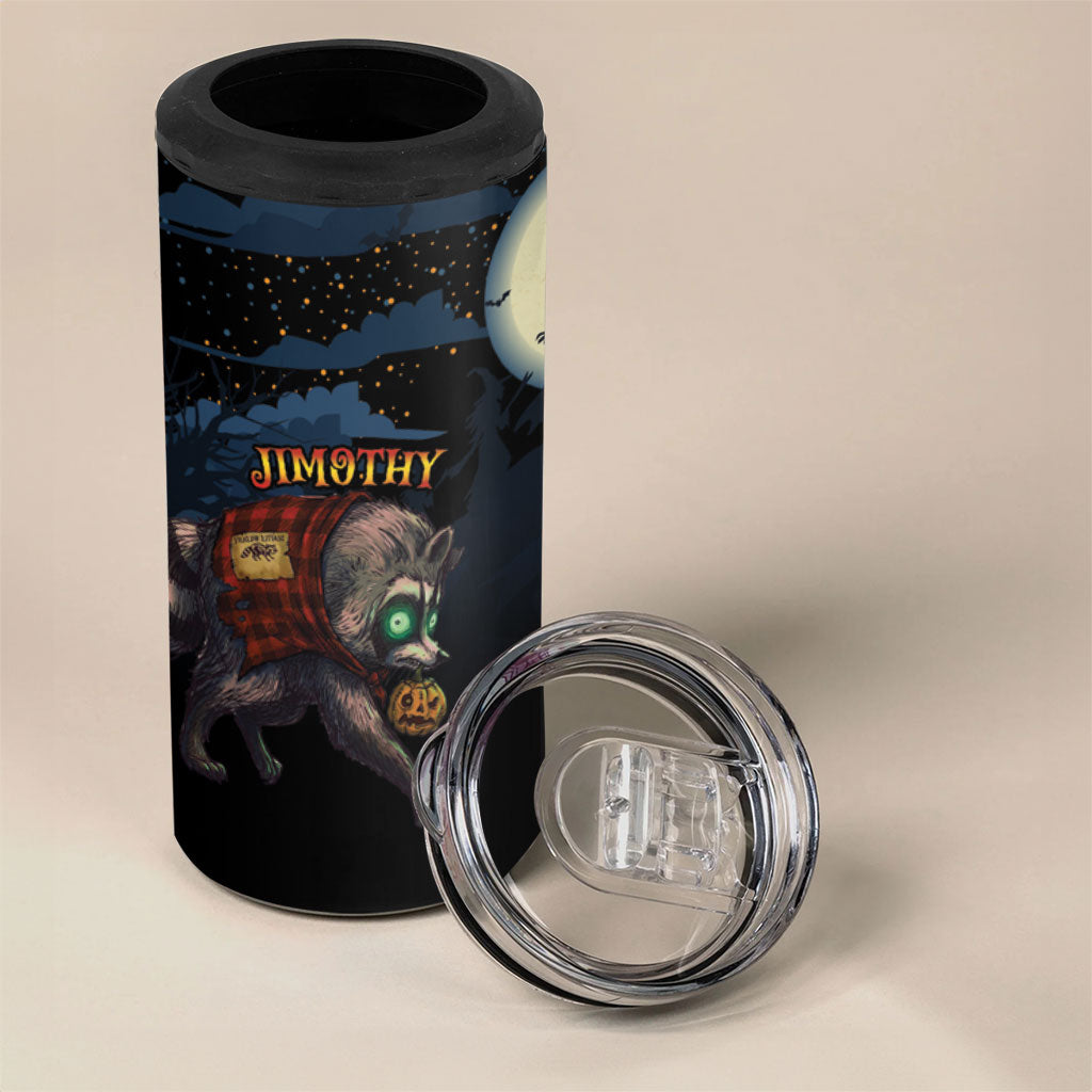 Halloween Raccoon Jimothy Personalized 4 in 1 Can Cooler Tumbler