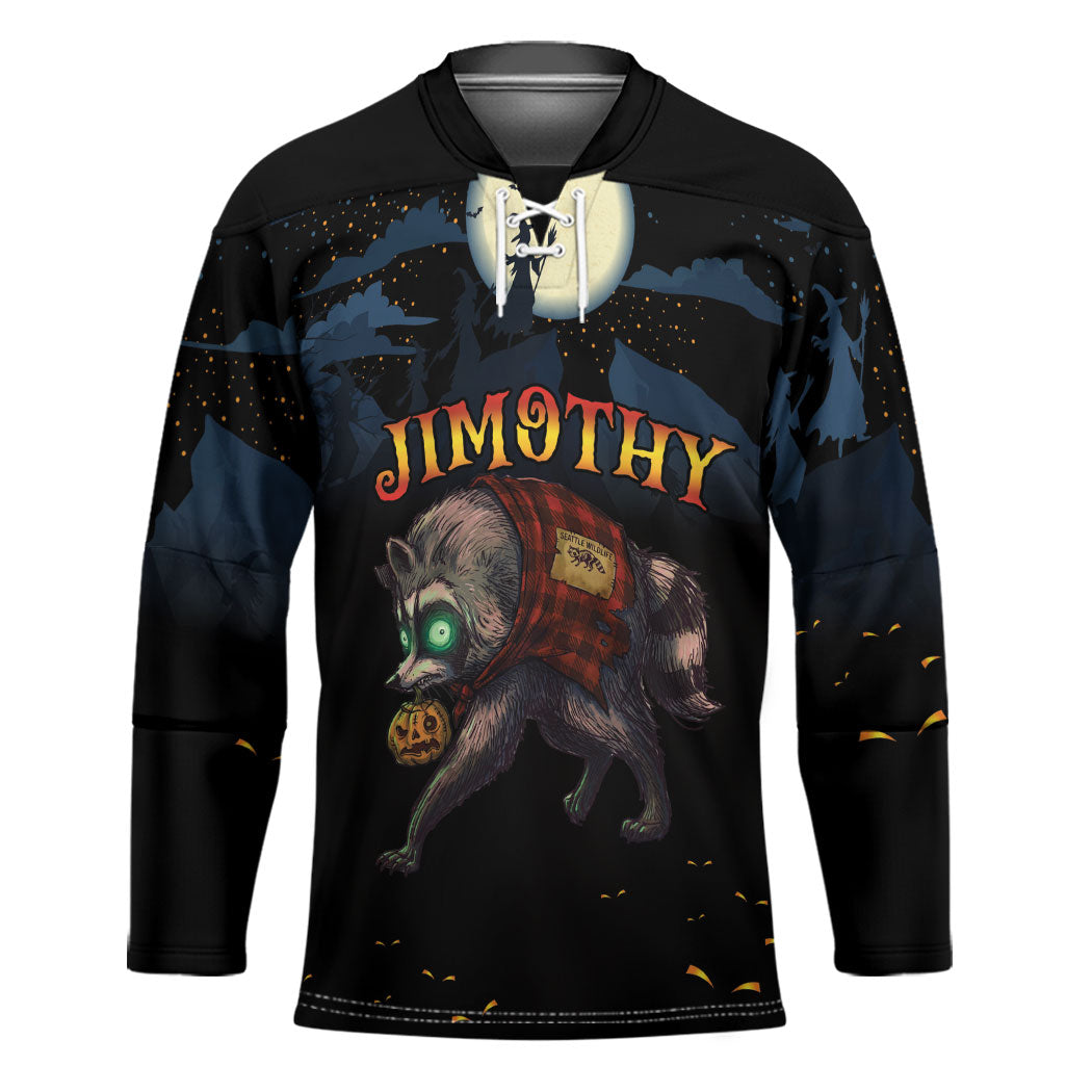 Halloween Raccoon Jimothy Personalized Hockey Jersey
