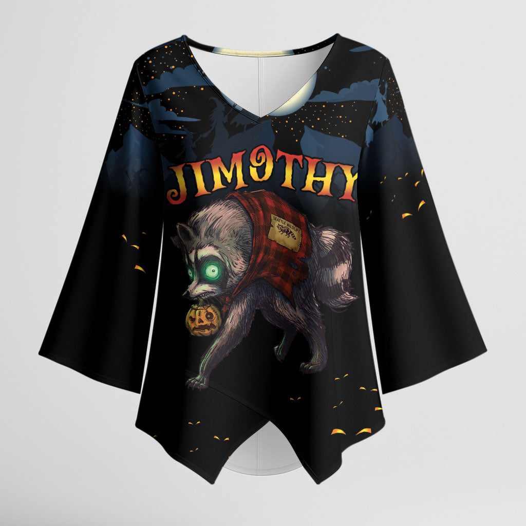 Halloween Raccoon Jimothy Personalized Kimono Sleeve Blouse