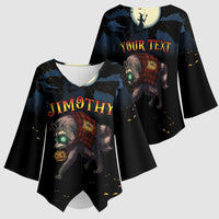 Halloween Raccoon Jimothy Personalized Kimono Sleeve Blouse