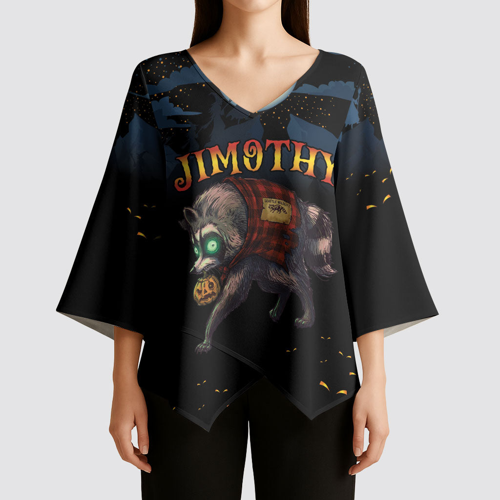 Halloween Raccoon Jimothy Personalized Kimono Sleeve Blouse