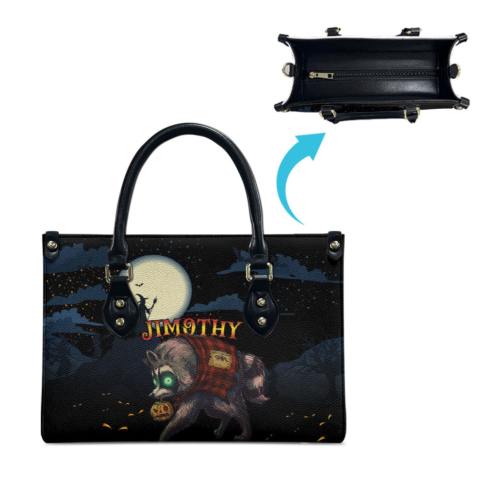Halloween Raccoon Jimothy Leather Bag