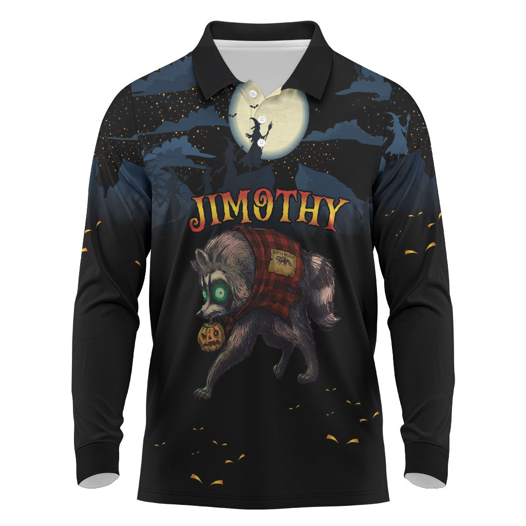 Halloween Raccoon Jimothy Personalized Long Sleeve Polo Shirt