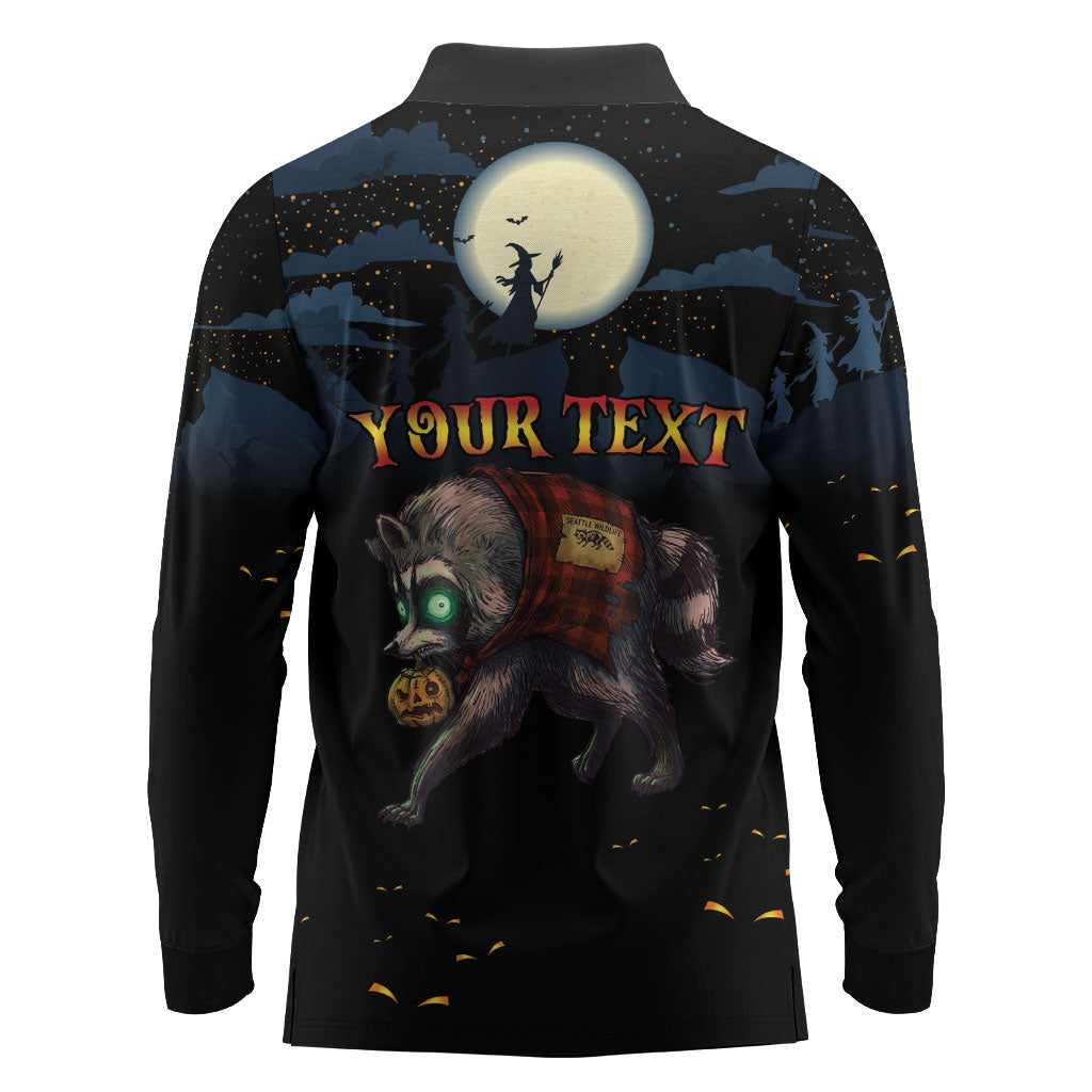 Halloween Raccoon Jimothy Personalized Long Sleeve Polo Shirt