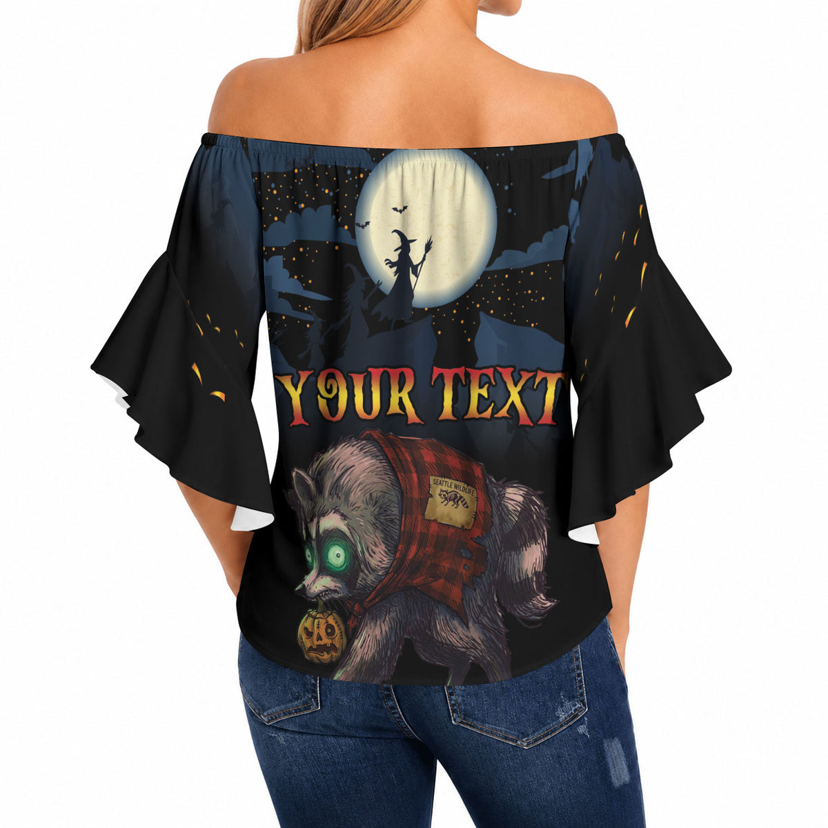 Halloween Raccoon Jimothy Personalized Off Shoulder Wrap Waist Top
