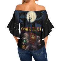 Halloween Raccoon Jimothy Personalized Off Shoulder Wrap Waist Top