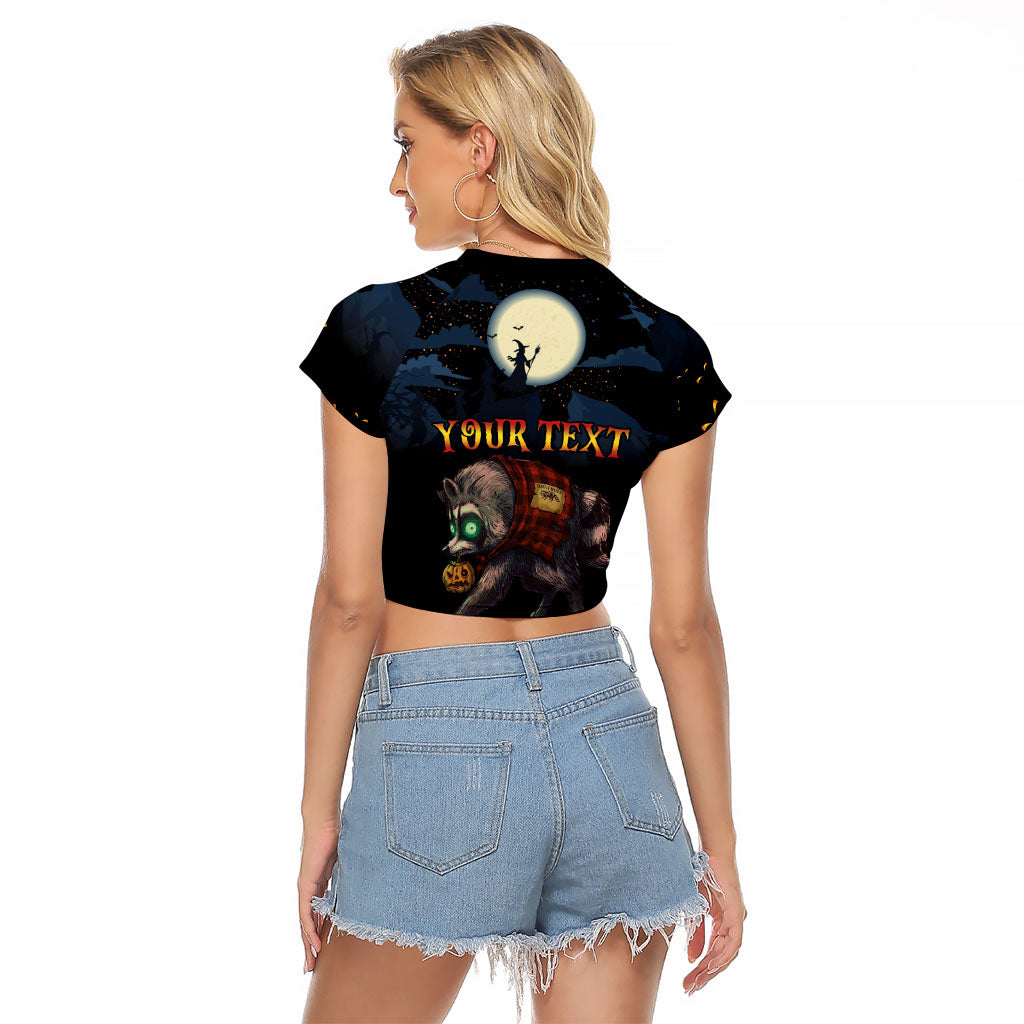 Halloween Raccoon Jimothy Personalized Raglan Cropped T Shirt