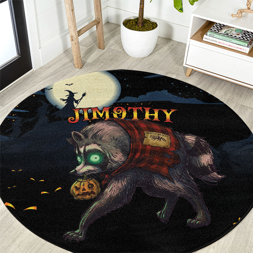 Halloween Raccoon Jimothy Round Carpet