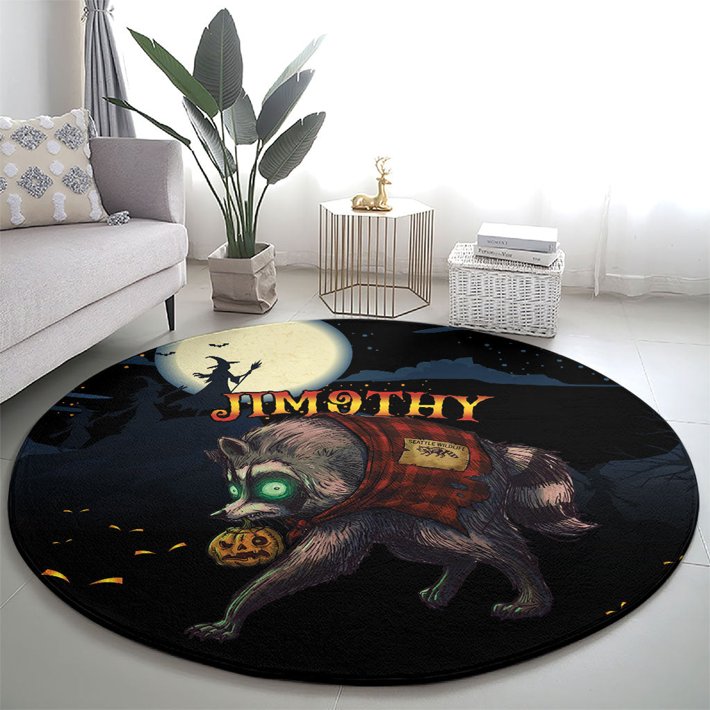 Halloween Raccoon Jimothy Round Carpet