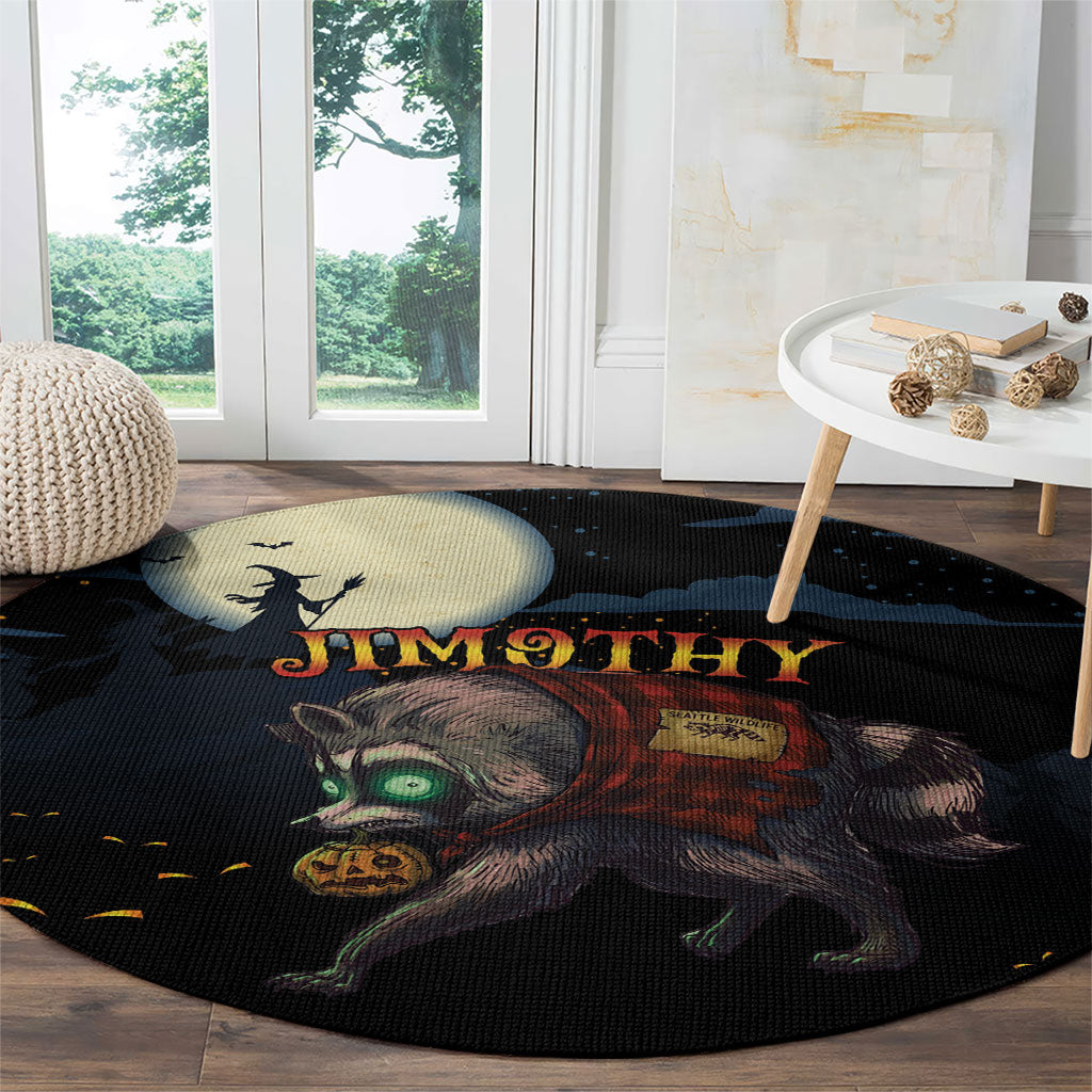 Halloween Raccoon Jimothy Round Carpet