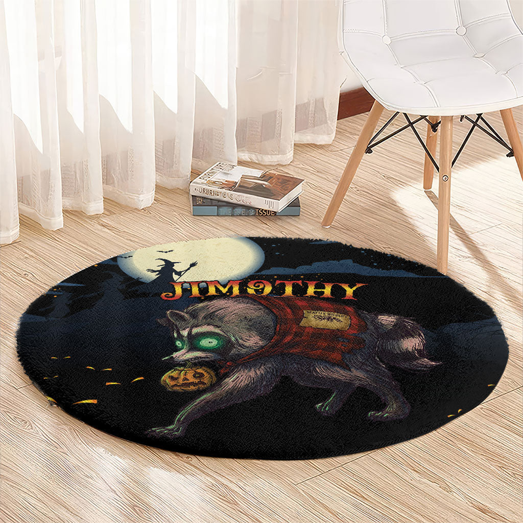 Halloween Raccoon Jimothy Round Carpet